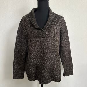 LL Bean Sweater Women Large Wool Blend Pullover Retro Brown Outdoors Casual